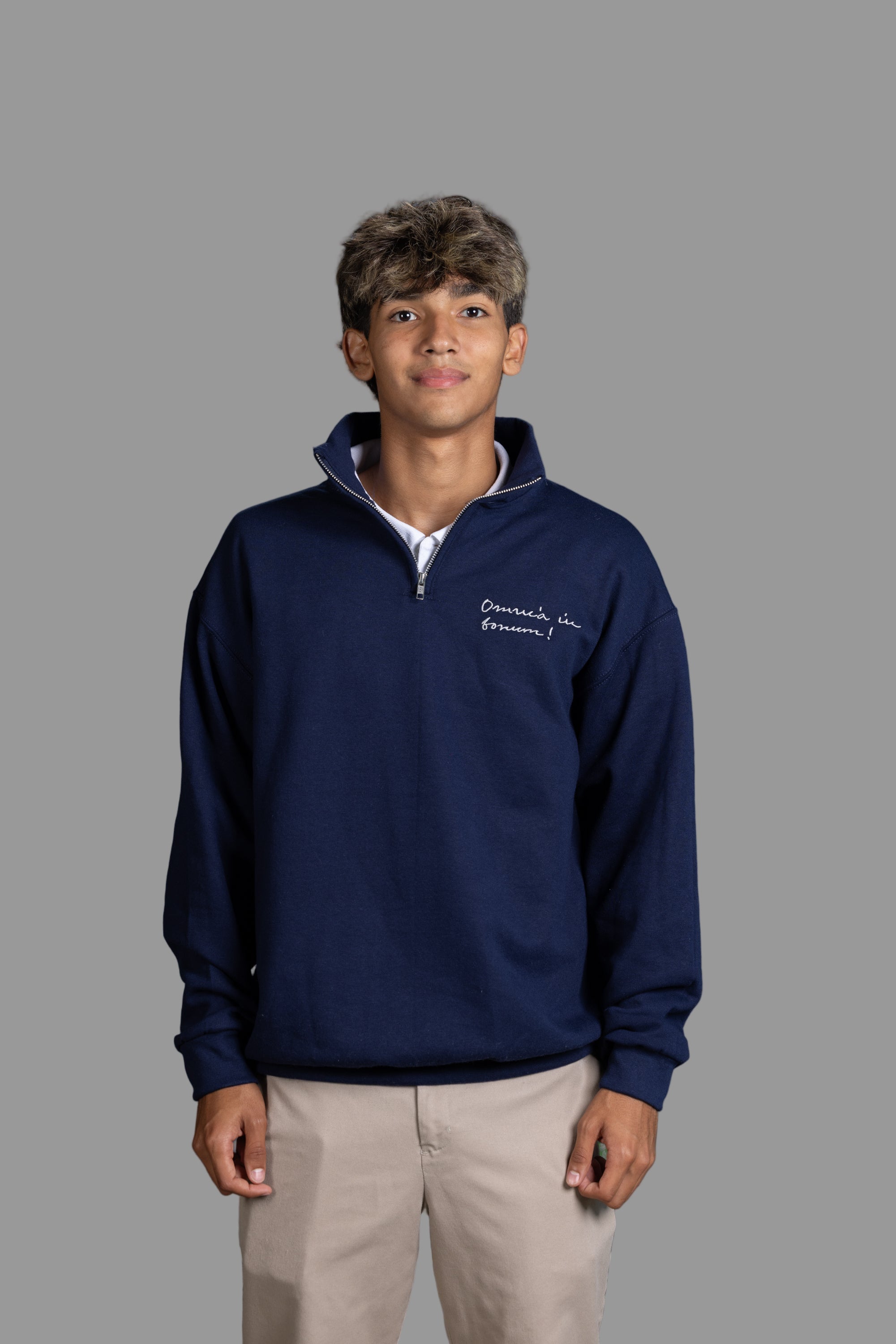 Omnia in Bonum - 1/4 Zipper Sweatshirt  Small Logo