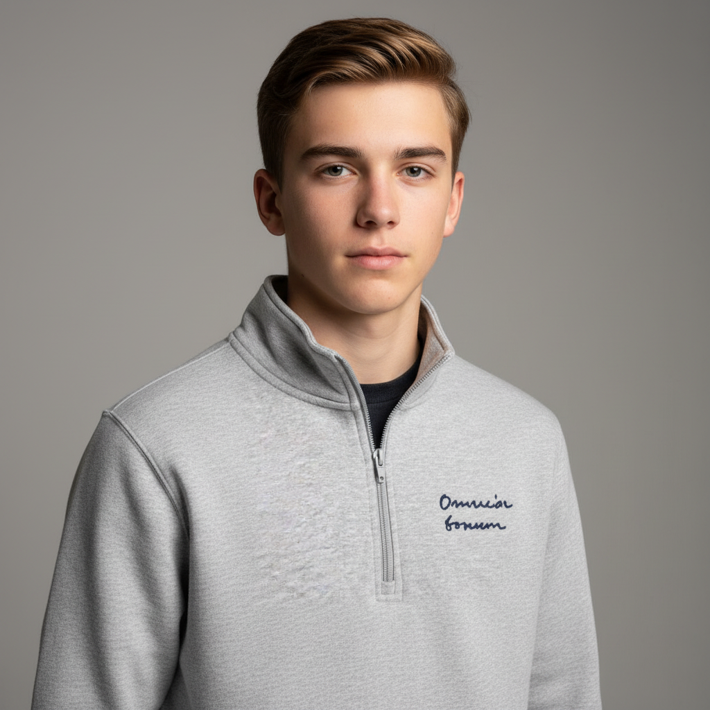Casual 1/4 Zip Sweatshirt - Heather Gray