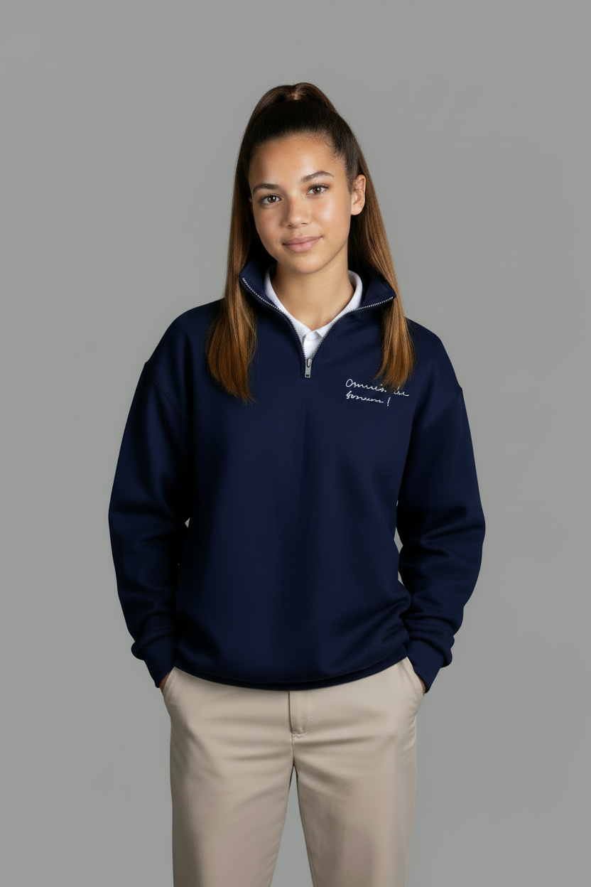 Casual 1/4 Zip Sweatshirt - Navy